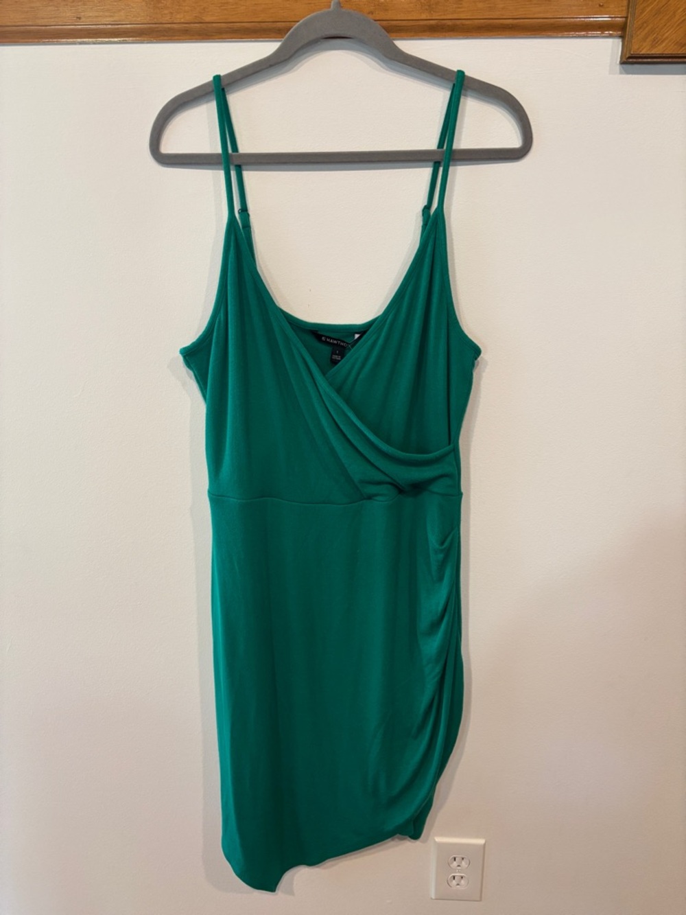 NWT Stitch Fix 41 Hawthorne Fraidy Knit Surplice Dress Faux Wrap - Large - Green